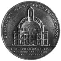 medal sygnowany I.P. Holzhaeusser dedykowany architektowi Szymonowi Zugowi,twórcy kościoła protest..
