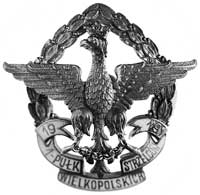 odznaka oficerska 1. Pułku Strzelców Wielkopolskich, srebro puncowane, emalio-wana, nakrętka J.Kne..