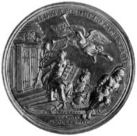 medal sygnowany N.V. Swinderen, wybity w 1738 r. z okazji 25. rocznicy zawarciaPokoju Utrechtskieg..