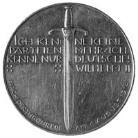 medal sygnowany L. CHR LAUER NUERNBERG, wybity w 1914 r. z okazjiwygłoszenia mowy tronowej 4 sierp..