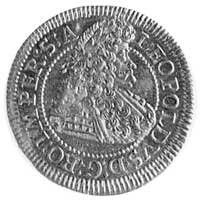 dukat 1695, Praga, Aw: Popiersie cesarza w peruce i wieńcu laurowym na głowie,w otoku napis, Rw: O..