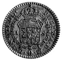 Karol III (1759-1788), 1 escudo 1785, Madryt, Aw: Popiersie i napis, Rw:Wielopolowa tarcza herbowa..