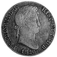 Ferdynand VII (1808-1833), 4 escudos 1820, Madryt, Aw: Popiersie, niżej datai napis, Rw: Wielopolo..