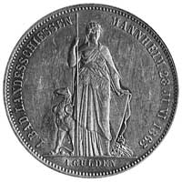Fryderyk I (1856-1907), 1 gulden 1863, Aw: Popiersie i napis, Rw: Stojąca Badeniai napis, AKS 136,..