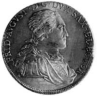 Fryderyk August III (1763-1827), talar 1794, Drezno, Aw: Popiersie i napis, Rw:Tarcza herbowa i na..