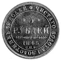 5 rubli 1845, Petersburg, Aw: Orzeł carski, Rw: Nominał i napis, Harris 346, Fr.138