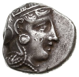 tetradrachma ok. 350-300 pne, Aw: Głowa Ateny w hełmie w prawo, Rw: Sowa w prawo, za nią gałązka oliwna i księżyc, przed nią ΑΘΕ, SNG Cop. 63, srebro 16.85 g