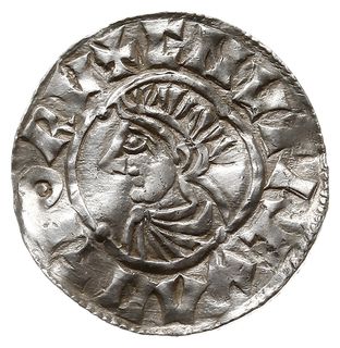 denar typu quatrefoil z lat 1018-1024, mennica Londyn, mincerz Eadnoth, EADNOD O LVNI, N. 781, S. 1157, srebro 1.05 g, gięty