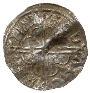 denar typu quatrefoil z lat 1018-1024, mennica Wareham, mincerz Oda, ODA NO PARHM, N. 781, S. 1157, srebro 1.19 g, gięty, patyna, bardzo rzadki