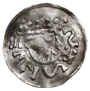 denar 1009-1024, Aw: Popiersie w prawo, Rw: Krzyż z kulkami, klinem i kółkiem w kątach, S RVODPTVS, Hahn 93 / IV, srebro 1.38 g, gięty