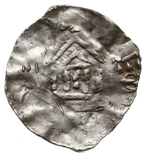 denar 1005-1024, Aw: Krzyż z kulkami w kątach, Rw: Kapliczka z kolumnami, Dbg 19, srebro 1.19 g, gięty