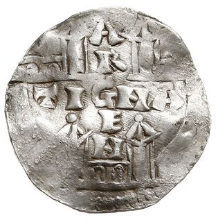 denar, Aw: Popiersie w koronie na wprost, Rw: Napis ARGENTINA w formie krzyża, Dbg. 920, Kluge 82,  srebro 1.38 g, gięty