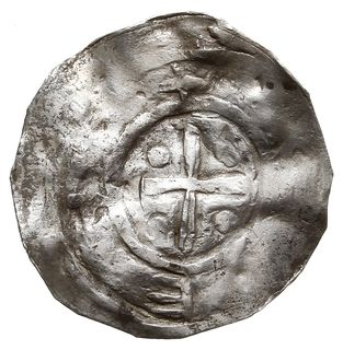 denar, przed rokiem 1025, Aw: Szczyt świątyni, w otoku zniekszałcony napis MISICO (wstecznie MTLNCO),  Rw: Krzyż, w polu cztery kropki, w otoku między obwódkami EE++, Str. 5b, Such. X/XI w. typ IX, Gum-H. 1,  Gum-P. 1, Kop. 1 (R5), srebro 1.53 g, moneta przypisywana niegdyś Mieszkowi I jest obecnie uznana za monetę  Mieszka II z okresu, gdy był następcą tronu (patrz Suchodolski WN 1998 oraz WN z. 40-41, 1967),  częściowo zachowane napisy otokowe, gięty, rzadki