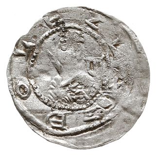 denar z lat 1157-1166, Aw: Popiersie z mieczen na wprost, Rw: Trzej bracia siedzący za stołem, srebro 0.24 g,  Gum.H. 92, Kop. 57 (R4), Str. 58, Such. XXI
