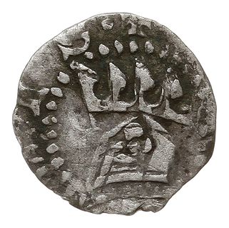 denar ok. 1325-1333, Aw: Hełm rycerski z pióropu
