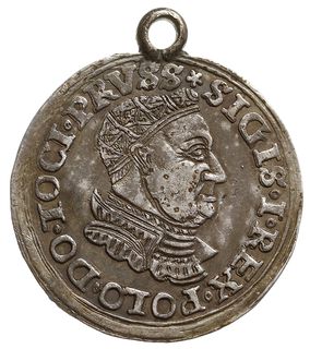 trojak 1534, Toruń, duża głowa króla w ozdobnej kryzie, końcówki napisu PRVSS/PRVSSIE, Iger T.34.2.a (R4), Tyszk. 18, CNCT 1188, patyna, moneta z zawieszką, ale bardzo ładnie zachowana i rzadka