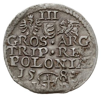 trojak 1583, Olkusz, odmiana z literami I-D przedzielonymi herbem Przegonia, Iger O.83.3.c (R1) - ale po TRIP  kropka zamiast krzyżyka, moneta z końca blaszki