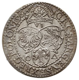 szóstak 1596, Malbork, odmiana z małą głową króla, bardzo ładnie zachowany