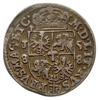 trojak 1588, Olkusz, na rewersie tarcza czteropolowa, Iger O.88.2.d (R6), Tyszk. 80-100, bardzo rzadki typ monety, wysoko  ceniony przez kolekcjonerów