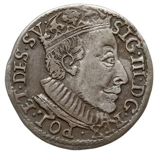 trojak 1588, Olkusz, awers typowy dla trojaków z tarczą czteropolową, na rewersie nowy typ monety  z literami I-D nad tarczą herbową, Iger O.88.5.a (R7), ogromnej rzadkości moneta i dość ładnie zachowana