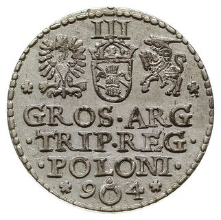 trojak 1594, Malbork, Iger M.94.3.a (R3), data przedzielona pierścieniem (znakiem mincerza Kacpra Goebla),  bardzo rzadki typ monety