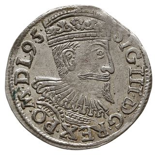 trojak 1595, Wschowa, Iger W.95.4.c (R), moneta z końca blaszki, z pięknym blaskiem menniczym, rzadsza  odmiana z napisem SIG III
