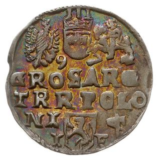 trojak 1597, Lublin, Iger L.97.17.a (R6), bardzo ładny i bardzo rzadki typ monety z datą przy herbie Wazów