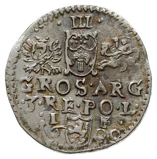 trojak 1600, Lublin, typ popiersia króla z kryzą, odmiana z napisem SIG 3 DG, Iger L.00.2.a, bardzo ładny