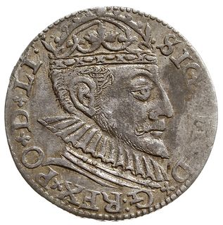 trojak 1590, Ryga, Iger R.90.2.c (R2), Gerbaszewski 16, mennicza wada bicia, delikatna patyna, rzadka  odmiana z dużą głową króla ładnie zachowana moneta z aukcji WCN52/366
