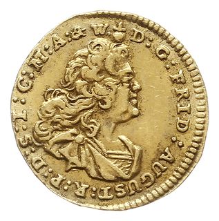 1/4 dukata 1743, Drezno, Aw: Popiersie i napis, Rw: Tarcza herbowa i napis, złoto 0.87 g, Kahnt 521,  Merseb.1704, bardzo ładne