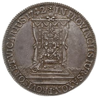 półtalar wikariacki 1742, Drezno, Aw: Król na ko