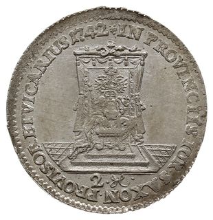 dwugrosz wikariacki 1742, Drezno, Aw: Król na ko