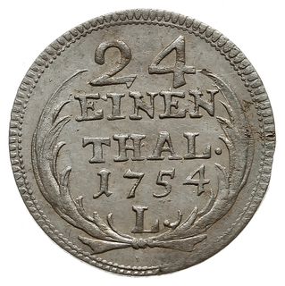 1/24 talara (grosz) 1754, Lipsk lub Drezno, z literą L pod datą, Kahnt 589, Merseb. 1768, Kohl. 499, piękne