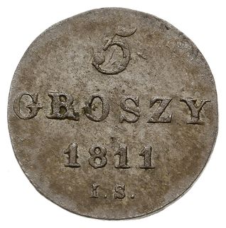 5 groszy 1811, Warszawa, odmiana z literami I.S  i małymi cyframi daty, Plage 94, delikatna patyna, piękne