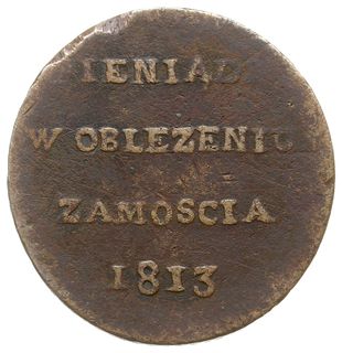 6 groszy 1813, Zamość, Plage 120, Bitkin 9 (R3), Berezowski 30 zł, bardzo rzadka odmiana bez napisu  otokowego