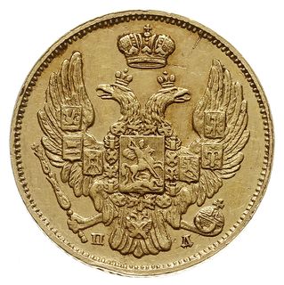 3 ruble = 20 złotych 1834 П-Д / СПБ, Petersburg, złoto 3.92 g, Plage 299, Bitkin 1075 (R), ładnie zachowane