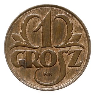 1 grosz 1923, Kings Norton, litery KN pod napisem GROSZ, brąz 1.50 g, Parchimowicz P-101.a, wybito  30 sztuk, rzadki i ładnie zachowany, patyna, moneta z aukcji WCN 46/602