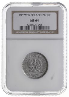 1 złoty 1967, Warszawa, aluminium, Parchimowicz 