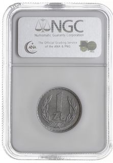 1 złoty 1967, Warszawa, aluminium, Parchimowicz 213.d, rzadki rocznik, moneta w pudełku NGC MS64, pięknie zachowany