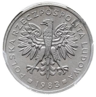 2 złote 1983, Warszawa, próba technologiczna w aluminium, Parchimowicz P-224.c (c.a.), nakład nieznany,  moneta w pudełku firmy PCGS z oceną SP62, pięknie zachowane i rzadkie