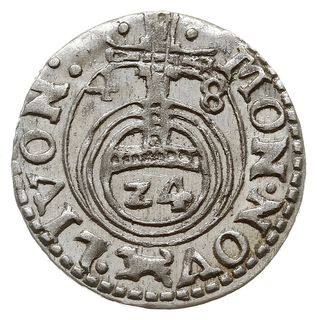 półtorak 1648, Ryga, odmiana ze znakiem wilk (mincerza Heinrich’a Jäger’a), AAJ 2a, Haljak 1417, wyśmienity
