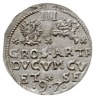 trojak 1597, Mitawa, Iger KuF.97.1.d (R3), Gerba