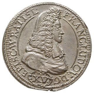 15 krajcarów 1694, Nysa, F.u.S. 2740, źle wycięty krążek u dołu, ale moneta z bardzo ładnym  połyskiem menniczym