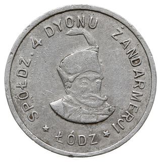 Łódź - 1 złoty Spółdzielni 4. Dywizjonu Żandarmerii, aluminium, Bartoszewicki 174.2 (R8b),  bardzo rzadkie