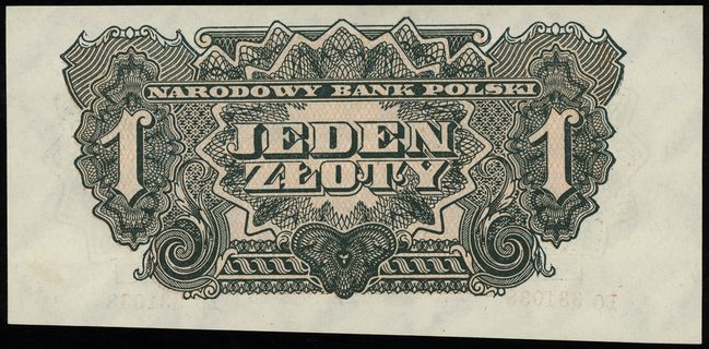 1 złoty 1944, w klauzuli OBOWIĄZKOWYM, seria ЕО, numeracja 331038, Lucow 1077 (R2), Miłczak 105a, pięknie zachowane