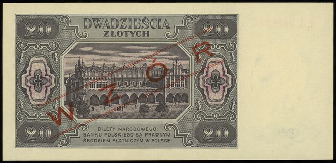 20 złotych 1.07.1948, seria FH, numeracja 000000