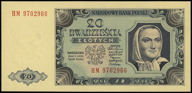 20 złotych 1.07.1948, seria HM numeracja 9702966