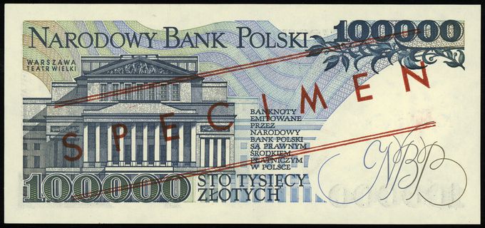 100.000 złotych 1.02.1990, seria A, numeracja 00