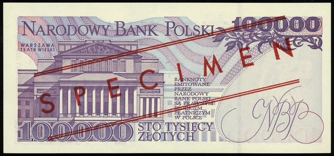 100.000 złotych 16.11.1993, seria A, numeracja 0