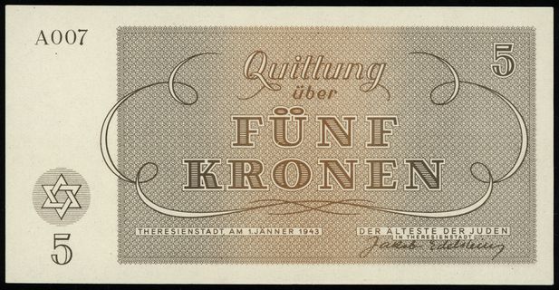 1, 2, 5, 10, 20, 50 i 100 koron 1.01.1943, serie